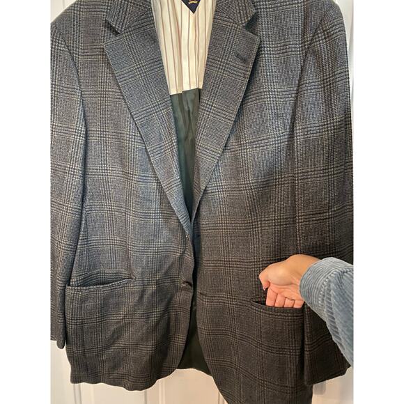 VINTAGE TOMMY HILFIGER MEN CHECKERED PRINT WOOL SPORT COAT BLAZER USA - Picture 2 of 5